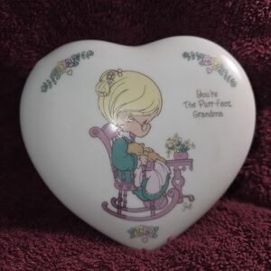 Precious Moments Heart-Shaped Grandma Figurine - White and Pink